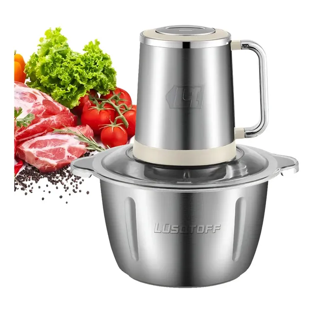 Picadora Lusqtoff 650w 2000ml Procesadora Bowl Acero Inox. Color Plateado